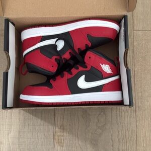 Nike Air Jordan 1 Mid (PS) Black/Red/White – Size 13C – Brand New in Box
